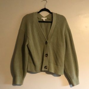 H&M Light Green Oversized Button Up Cardigan